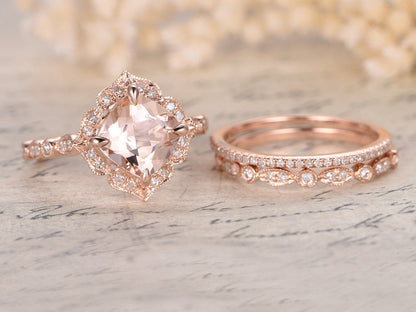 8mm-cushion-cut-morganite-engagement-ring-set-3pcs-solid-14k-rose-gold-halo-diamond-band-1-thin-band-1-art-deco-band