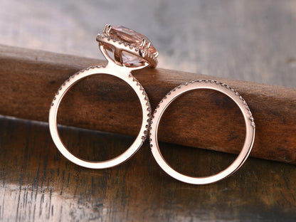 9mm-cushion-pink-morganite-ring-set-2pcs-14k-rose-gold-morganite-engagement-ring-diamond-bridal-ring-set-morganite-ring