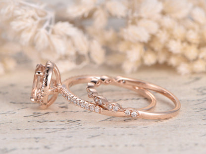 7x9mm-oval-cut-morganite-engagement-ring-set-2pcs-14k-rose-gold-halo-diamond-art-deco-stacking-band