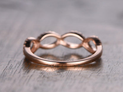 Twist Diamond Wedding Band 14K Rose Gold Floral Design