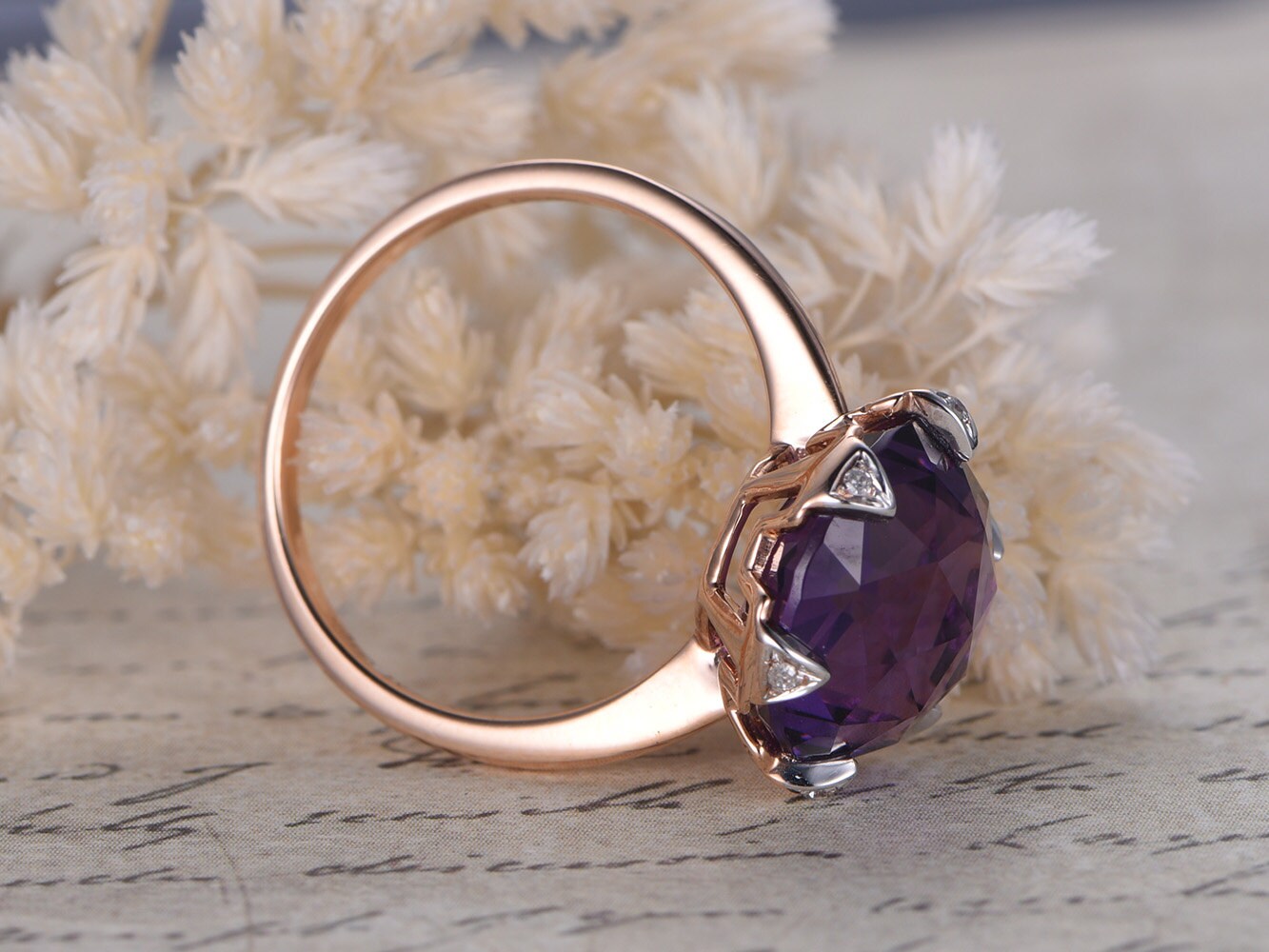 12mm-round-cut-amethyst-engagement-ring-14k-rose-gold-and-white-gold-diamond-accent-february-birthstone-plain-band