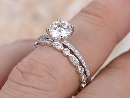 7mm-round-cut-moissanite-engagement-ring-set-2pcs-14k-white-gold-diamond-band-solitaire-full-eternity-art-deco-band