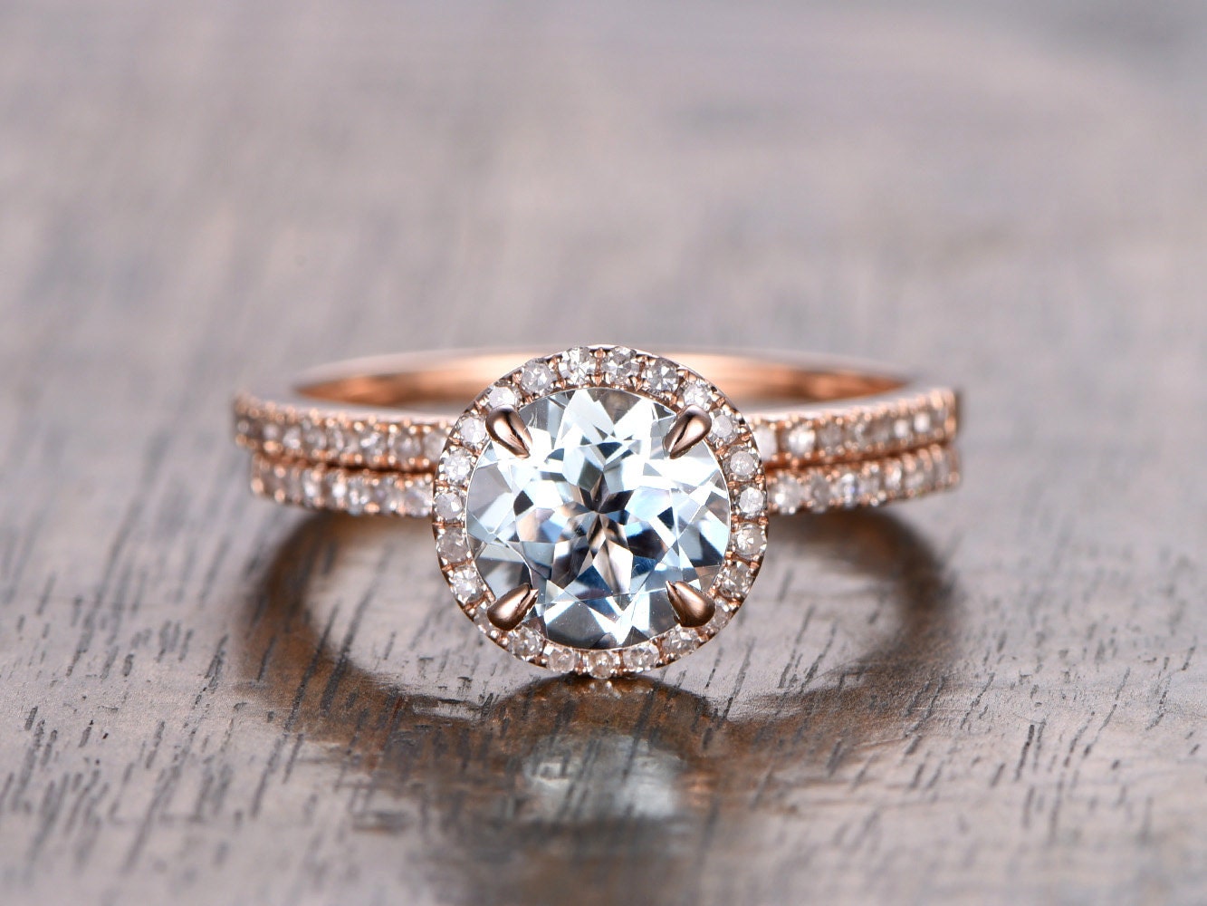 7mm-round-cut-aquamarine-engagement-ring-set-2pcs-14k-rose-gold-diamond-halo-half-eternity-thin-matching-band