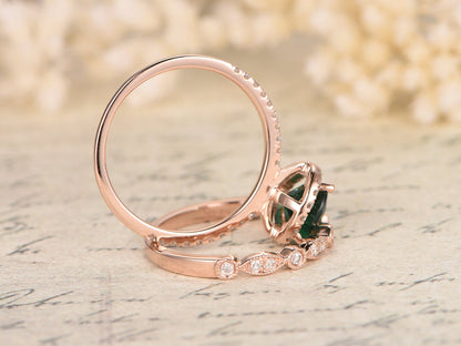 6x8mm-pear-cut-emerald-engagement-ring-set-2pcs-14k-rose-gold-diamond-halo-art-deco-matching-band