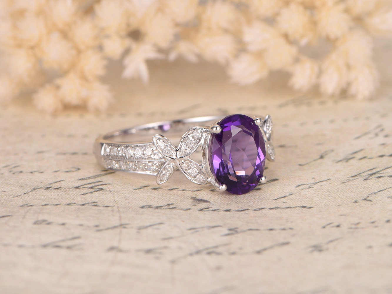 6x8mm-oval-cut-amethyst-engagement-ring-14k-white-gold-butterfly-design-diamond-half-eternity