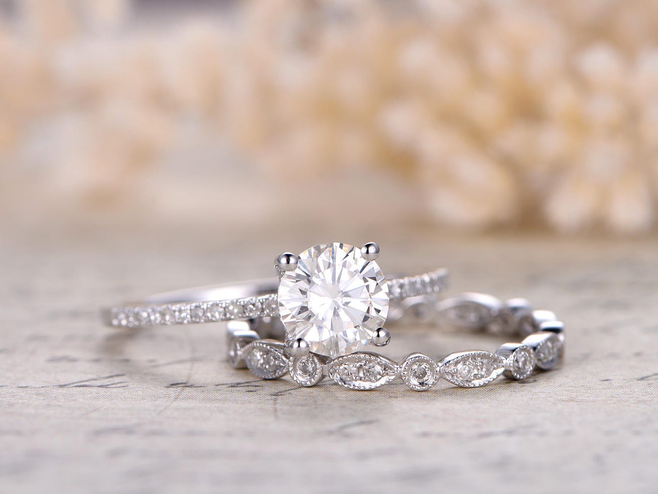 7mm-round-cut-moissanite-engagement-ring-set-2pcs-14k-white-gold-diamond-band-solitaire-full-eternity-art-deco-band