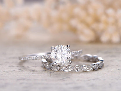 7mm-round-cut-moissanite-engagement-ring-set-2pcs-14k-white-gold-diamond-band-solitaire-full-eternity-art-deco-band