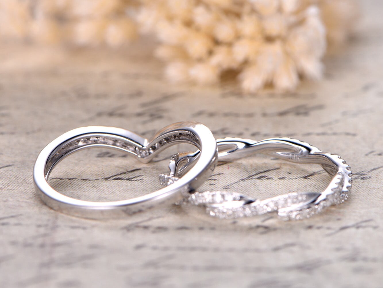 diamond-wedding-bands-set-2pcs-14k-white-gold-full-eternity-band-and-curved-v-shape-band