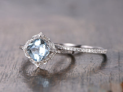 7mm-cushion-cut-aquamarine-engagement-ring-set-2pcs-diamond-floral-halo-half-eternity-thin-matching-band