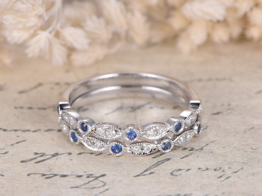 sapphire-wedding-band-set-2pcs-14k-white-gold-diamond-half-eternity