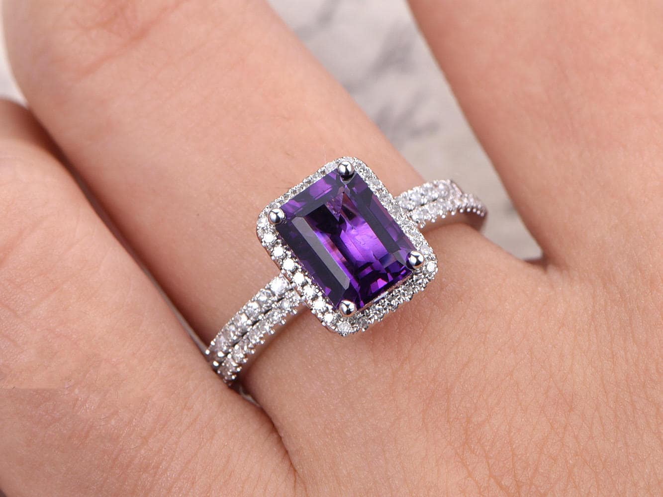 6x8mm-emerald-cut-amethyst-engagement-ring-set-2pcs-14k-white-gold-diamond-halo-half-eternity-thin-matching-band