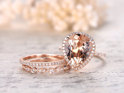 10x12mm-pear-cut-morganite-engagement-ring-set-3pcs-14k-rose-gold-diamond-halo-one-thin-band-one-art-deco-band