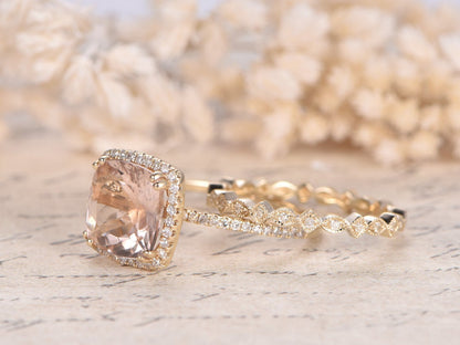 9mm-cushion-cut-morganite-engagement-ring-set-2pcs-14k-rose-gold-diamond-halo-art-deco-band