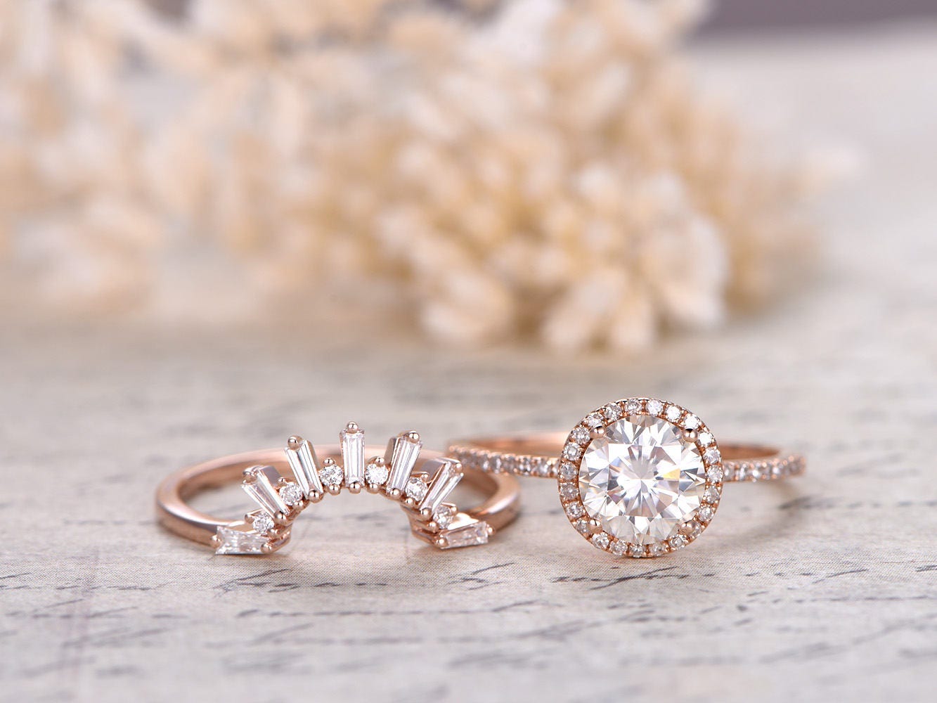 7mm-round-cut-moissanite-engagement-ring-set-2pcs-14k-rose-gold-diamond-halo-half-eternity-crown-band