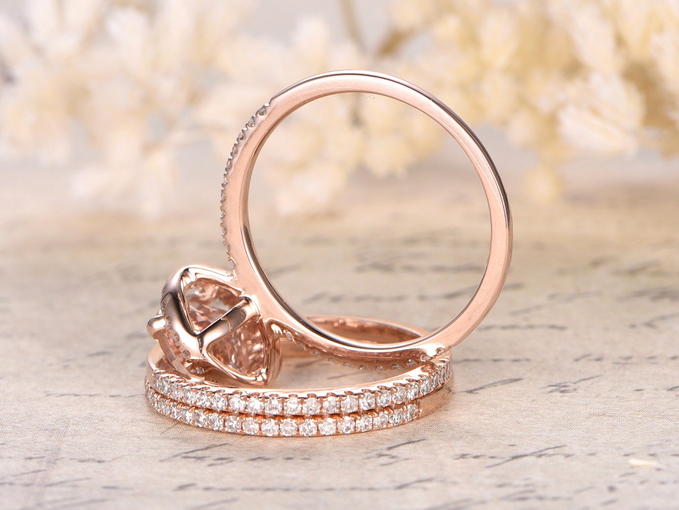 6x8mm-oval-cut-morganite-engagement-ring-set-3pcs-14k-rose-gold-diamond-halo-half-eternity-two-thin-diamond-band