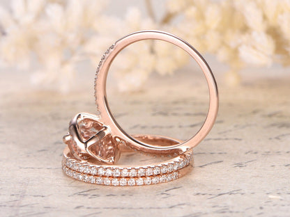 6x8mm-oval-cut-morganite-engagement-ring-set-3pcs-14k-rose-gold-diamond-halo-half-eternity-two-thin-diamond-band