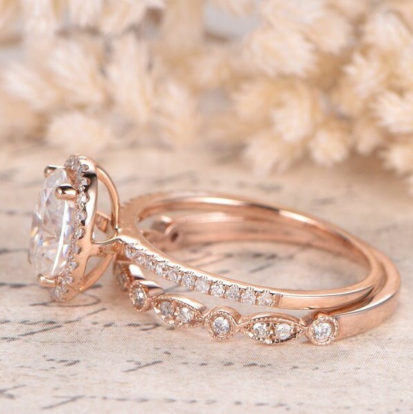 7x9-oval-cut-moissanite-engagement-ring-set-2pcs-14k-rose-gold-diamond-halo-art-deco-matching-band