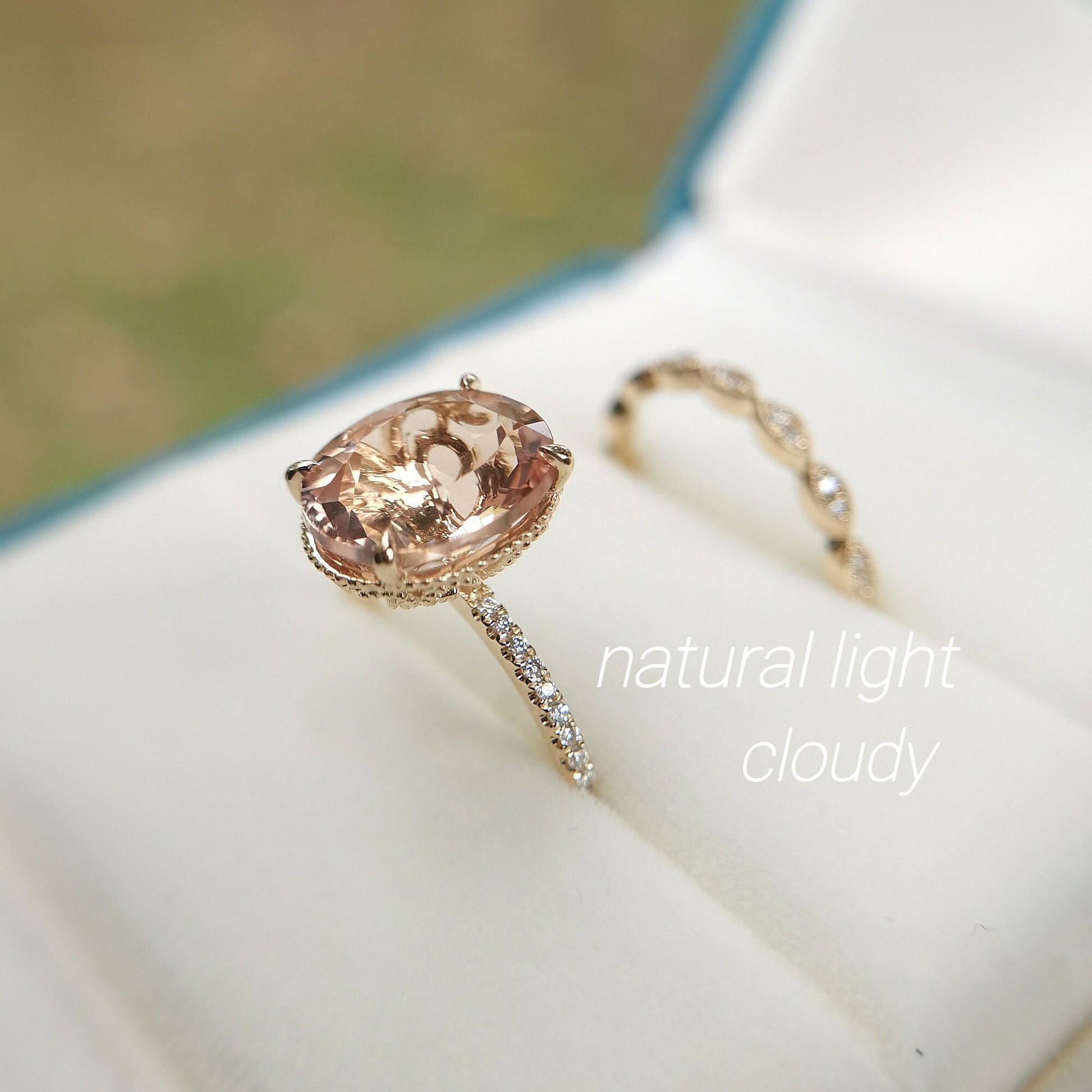 9x11mm-oval-cut-morganite-engagement-ring-set-2pcs-14k-rose-gold-solitaire-half-eternity-diamond-art-deco-band