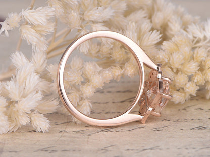 6.5mm-cushion-cut-morganite-engagement-ring-14k-rose-gold-floral-leaf-diamond-halo-half-eternity
