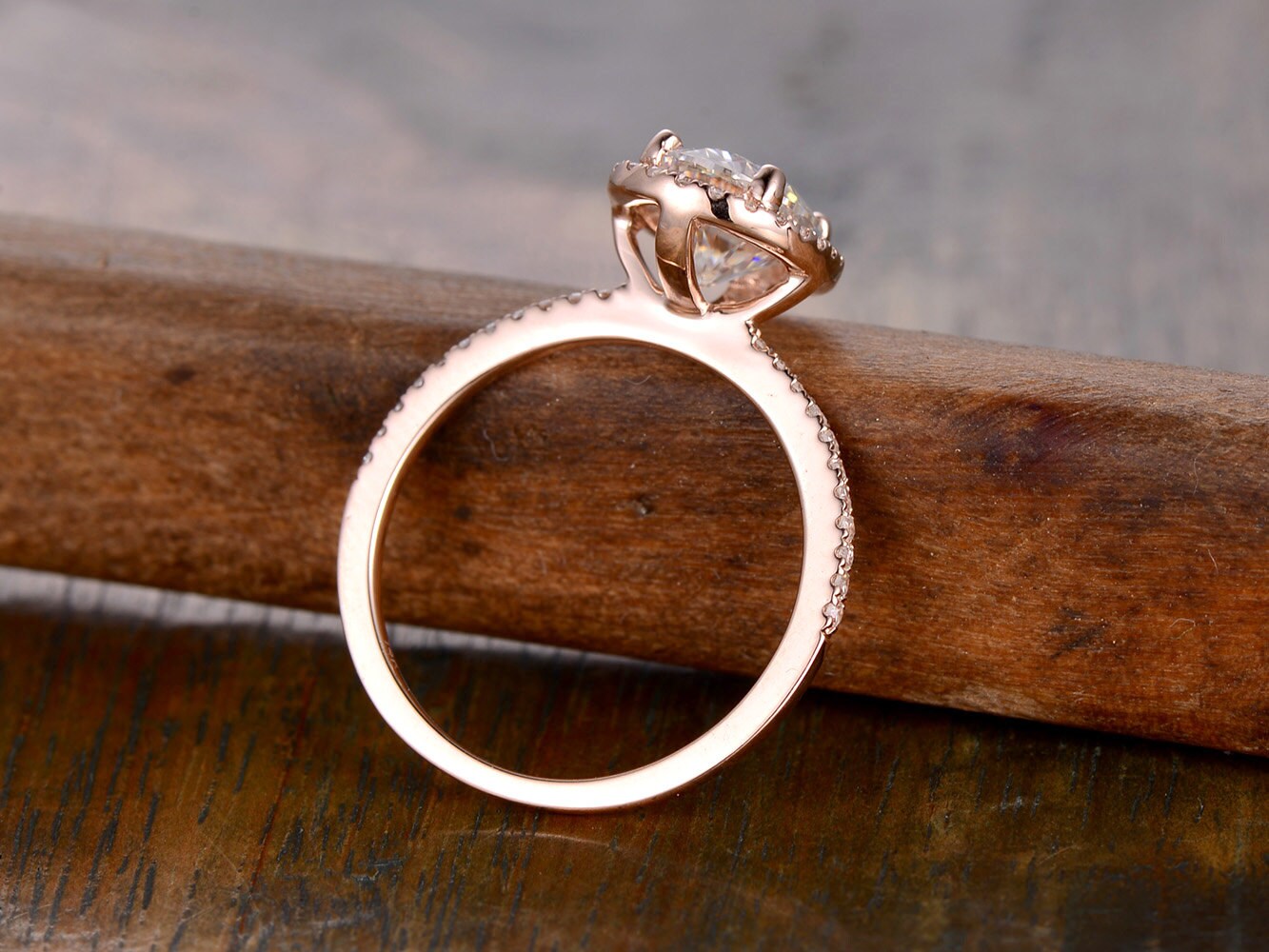 Bague en or blanc avec moissanite VVS 6x8 mm, bague de fiançailles ovale en moissanite 1,5 ct, alliance en or rose 14 carats avec halo de moissanite pour femme