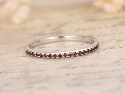 garnet-wedding-band-half-eternity-band-14k-white-gold-pave-setting