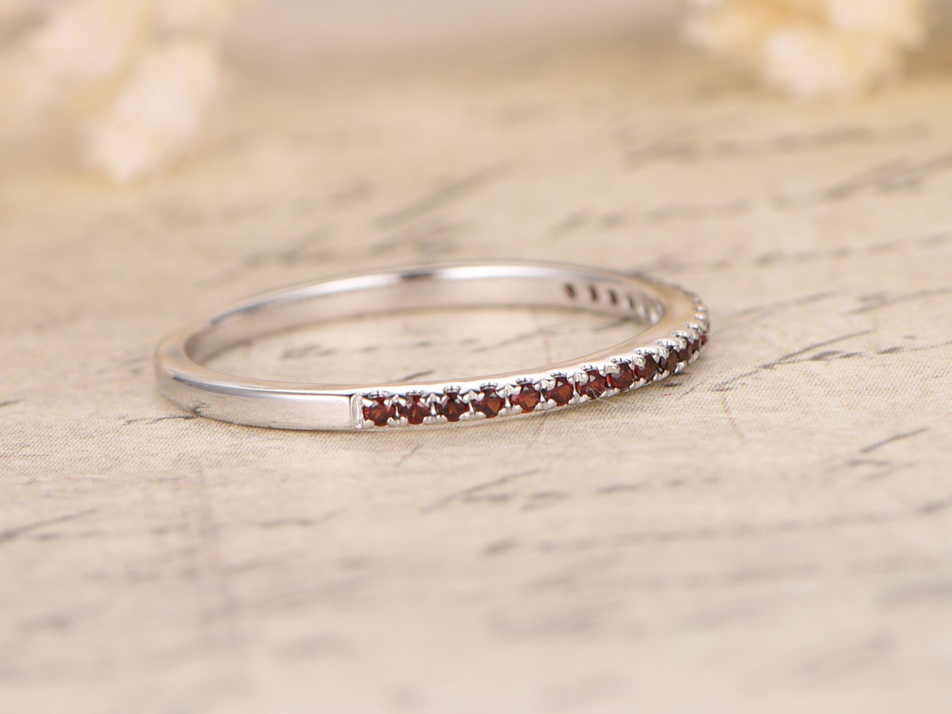 garnet-wedding-band-half-eternity-band-14k-white-gold-pave-setting