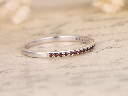 garnet-wedding-band-half-eternity-band-14k-white-gold-pave-setting
