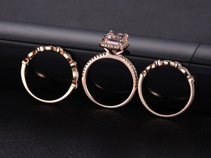 6x8mm-emerald-cut-morganite-engagement-ring-set-3pcs-14k-rose-gold-diamond-halo-two-art-deco-bands