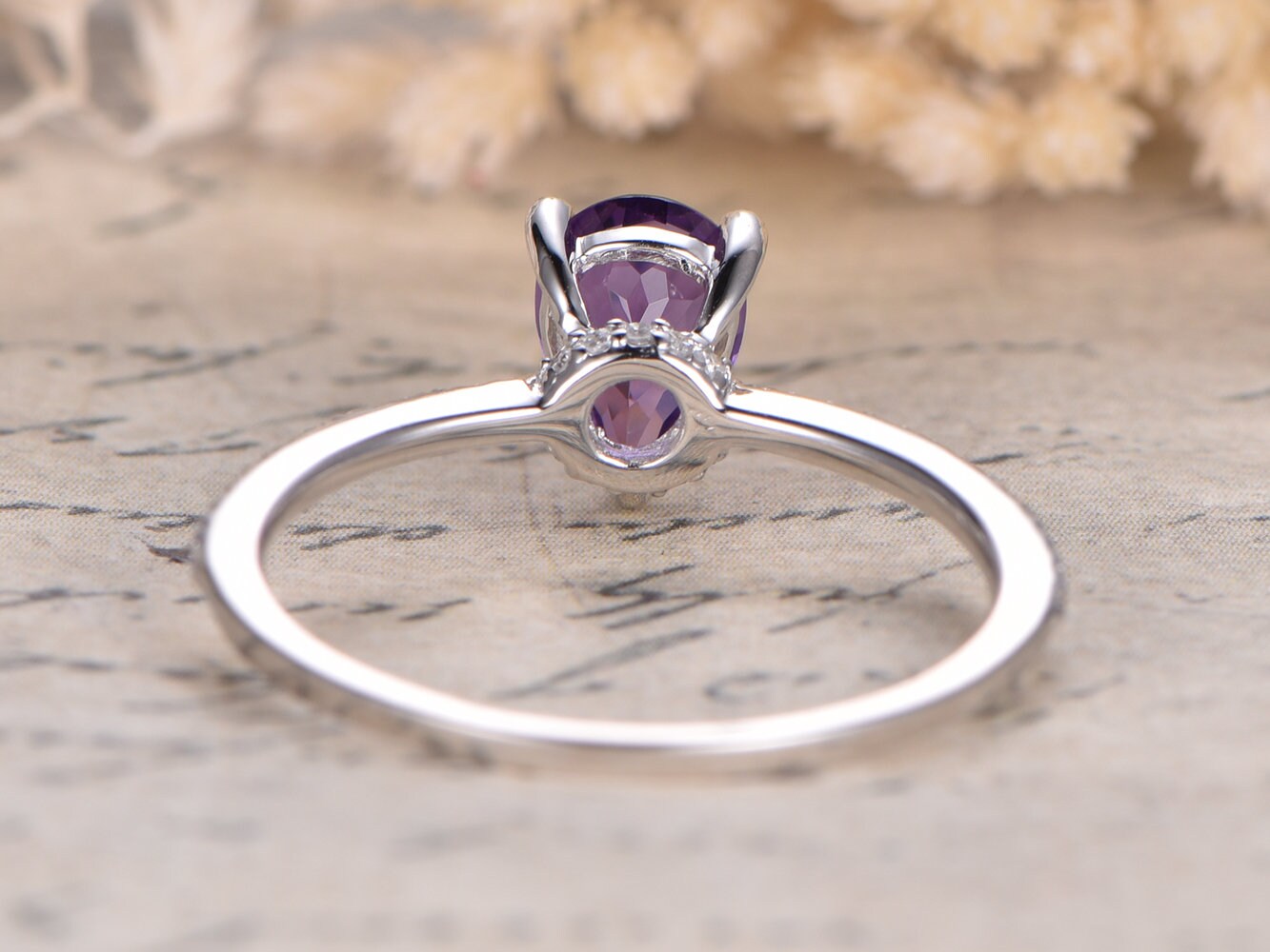 5x7mm-pear-cut-amethyst-engagement-ring-14k-white-gold-diamond-side-stone