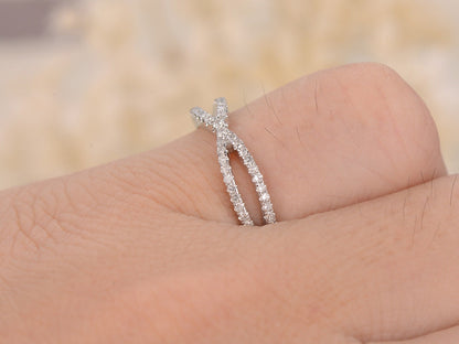Bague sertie de diamants en grappe, alliance demi-éternité évasée, bague de fiançailles pavée de diamants, bague de mariage pavée, bague demi-éternité pavée