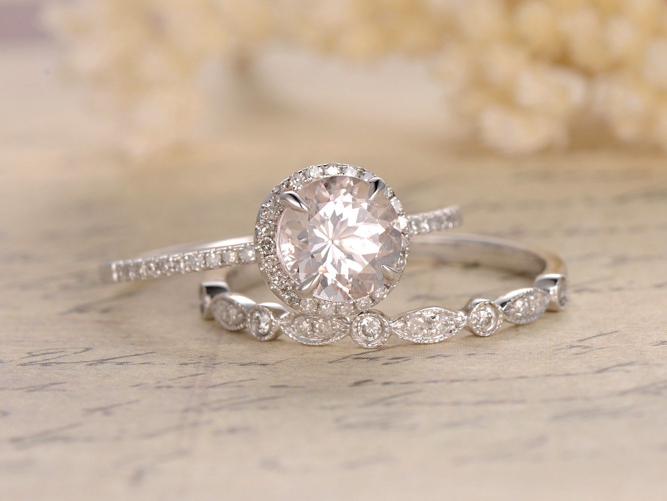 6.5mm-round-cut-morganite-engagement-ring-set-2pcs-14k-white-gold-bridal-diamond-halo-art-deco-matching-band