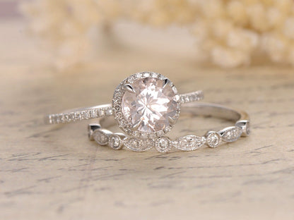 6.5mm-round-cut-morganite-engagement-ring-set-2pcs-14k-white-gold-bridal-diamond-halo-art-deco-matching-band