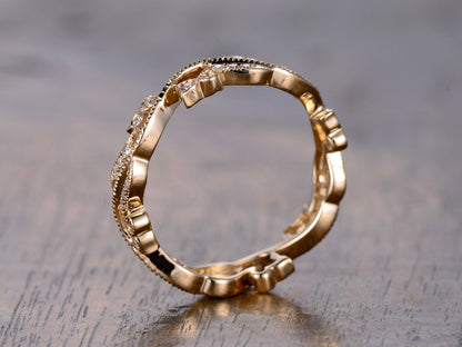 antique-diamond-wedding-band-milgrain-art-nouveau-14k-yellow-gold-flower-wedding-ring