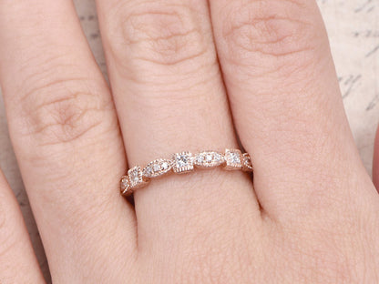 natural-diamond-wedding-band-14k-rose-gold-anniversary-ring-half-eternity-ring-art-deco-antique-stackable-ring-half-eternity-diamond-ring