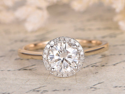 6.5mm-round-cut-moissanite-engagement-ring-14k-yellow-gold-and-white-gold-diamond-halo-plain-band