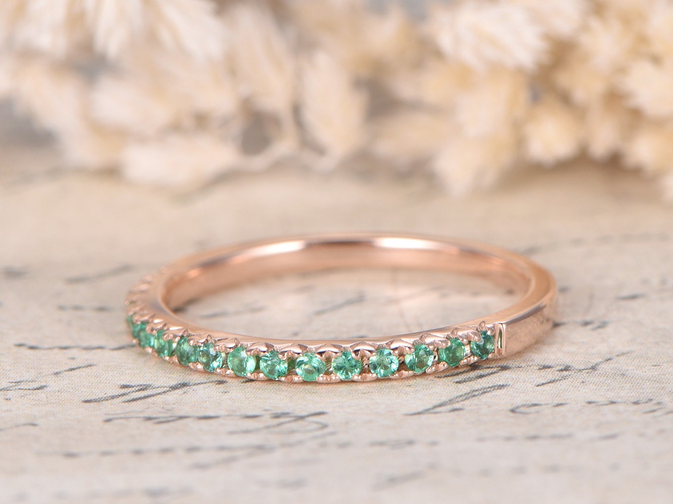 emerald-wedding-band-14k-rose-gold-half-eternity-band-thin-design