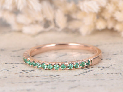 emerald-wedding-band-14k-rose-gold-half-eternity-band-thin-design