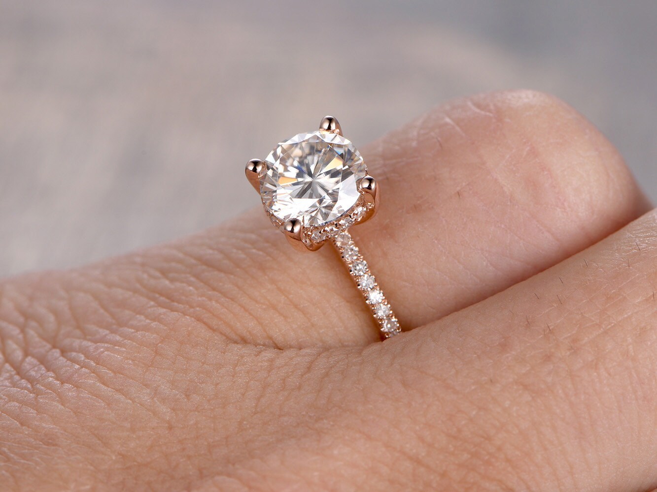 7mm-round-cut-moissanite-engagement-ring-14k-rose-gold-half-eternity-diamond-band-solitaire