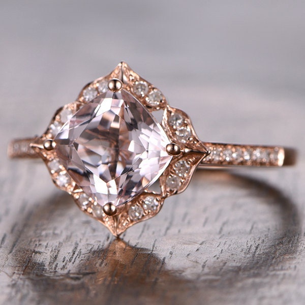 8mm-cushion-cut-morganite-engagement-ring-14k-rose-gold-diamond-floral-halo-diamond-half-eternity