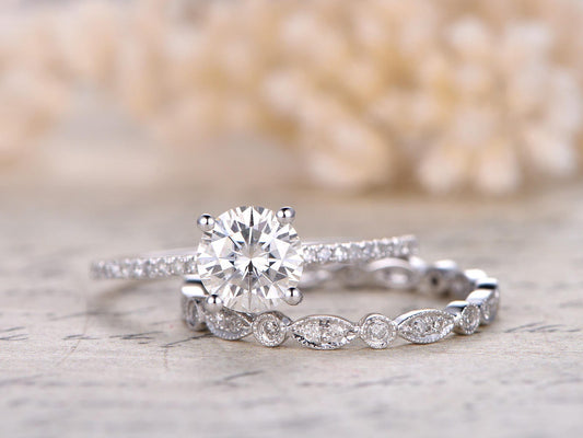 7mm-round-cut-moissanite-engagement-ring-set-2pcs-14k-white-gold-diamond-band-solitaire-full-eternity-art-deco-band