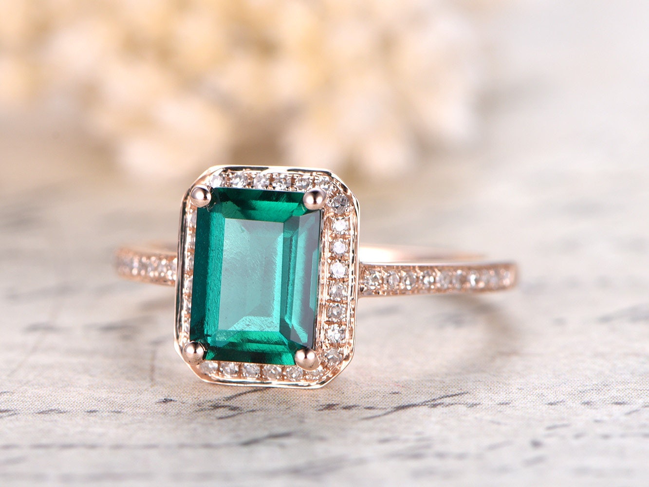 6x8mm-emerald-cut-emerald-engagement-ring-14k-rose-gold-may-birthstone-diamond-halo-half-eternity-band