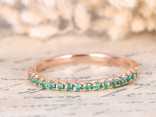 emerald-wedding-band-14k-rose-gold-half-eternity-band-thin-design