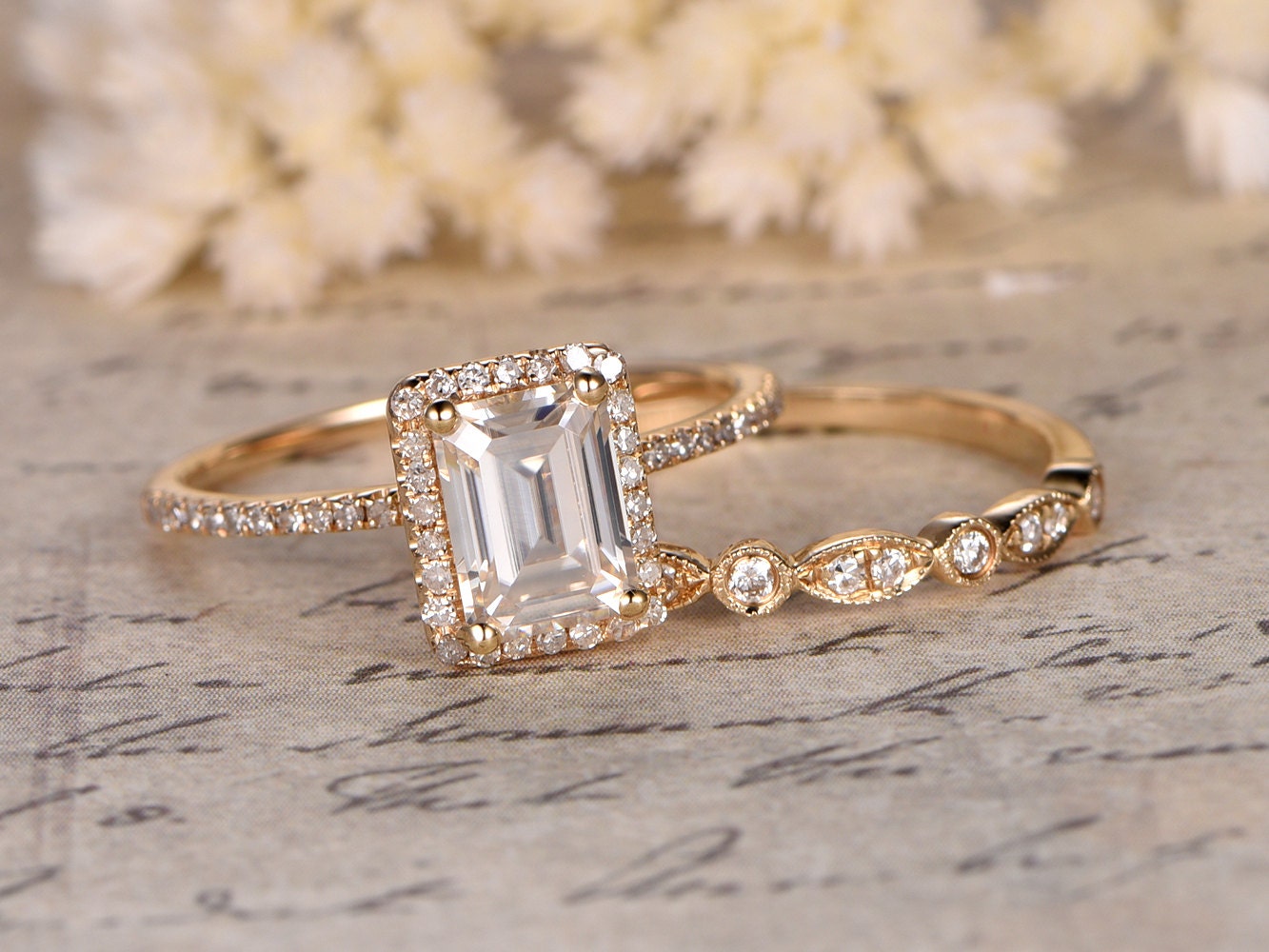 6x8mm-emerald-cut-moissanite-engagement-ring-set-2pcs-14k-yellow-gold-halo-diamond-band-art-deco-matching-band