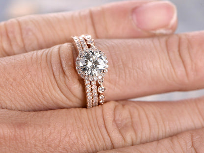7mm-round-cut-moissanite-engagement-ring-set-3pcs-14k-white-gold-half-eternity-band-halo-diamond-design-1-thin-matching-band-1-art-deco-band