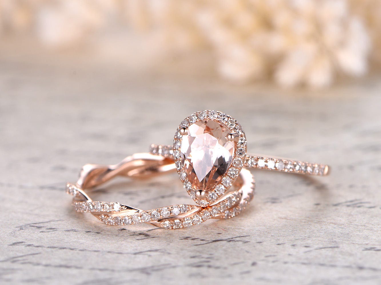 6x8mm-pear-cut-morganite-engagement-ring-set-2pcs-solid-14k-rose-gold-diamond-deco-split-shank-band