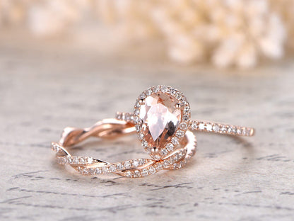 6x8mm-pear-cut-morganite-engagement-ring-set-2pcs-solid-14k-rose-gold-diamond-deco-split-shank-band