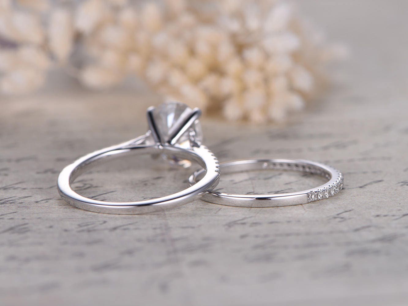 6x8mm-oval-cut-moissanite-engagement-ring-set-2pcs-solid-14k-white-gold-diamond-half-eternity-diamond-thin-band