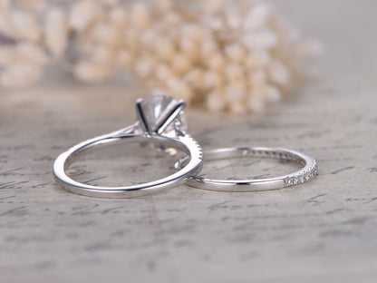 6x8mm-oval-cut-moissanite-engagement-ring-set-2pcs-solid-14k-white-gold-diamond-half-eternity-diamond-thin-band