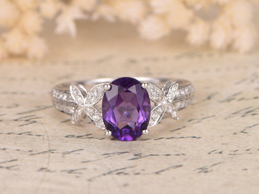 6x8mm-oval-cut-amethyst-engagement-ring-14k-white-gold-butterfly-design-diamond-half-eternity