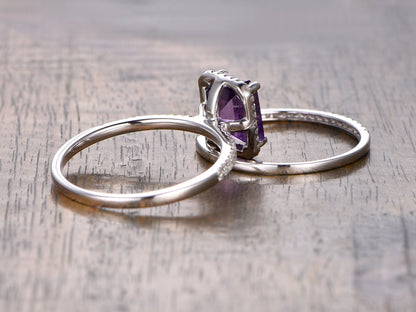 6x8mm-emerald-cut-amethyst-engagement-ring-set-2pcs-14k-white-gold-diamond-halo-half-eternity-thin-matching-band